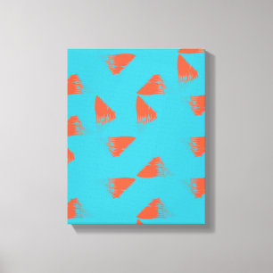 Toile Blue, orange, vibrant, trendy geometric pattern