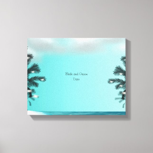 Toile Blue Palm Tree Guest Book Alternative (Recto)