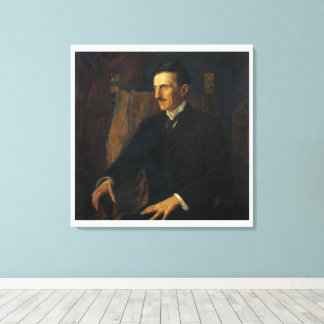 Toile Blue Portrait of Nikola Tesla - Canvas Print