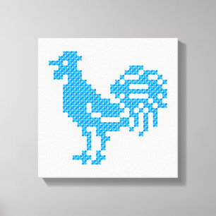Toile Blue Rooster
