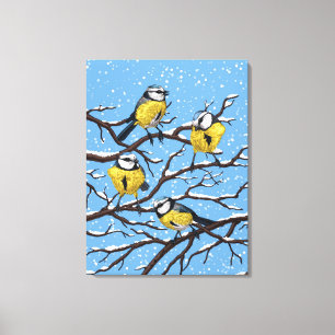 Toile Blue tit birds en hiver