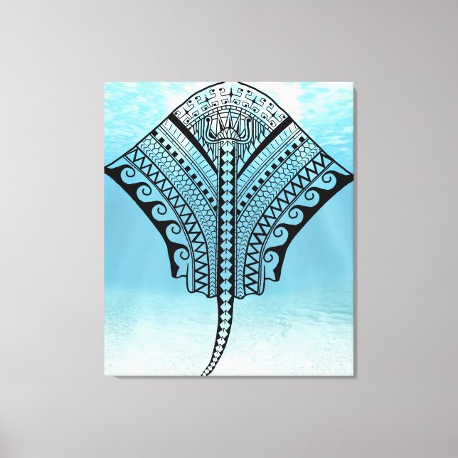 Toile Blue Tribal Stingray (Recto)