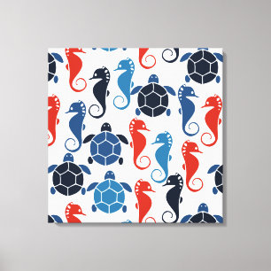 Toile Blue Tropical Ocean Turtle Seahores