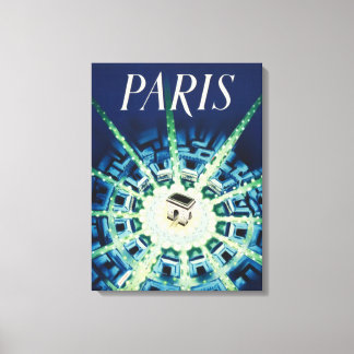 Toile Blue Vintage Paris French Air Travel Europe