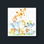 Toile Blue Watercolor Cute<br><div class="desc">Cute blue watercolor safari animals with jungle leaves and fruits for kids or as a gift for animals lovers. Makes a great venin ! Personalize with your own special text or color Matching items available in our store.</div>