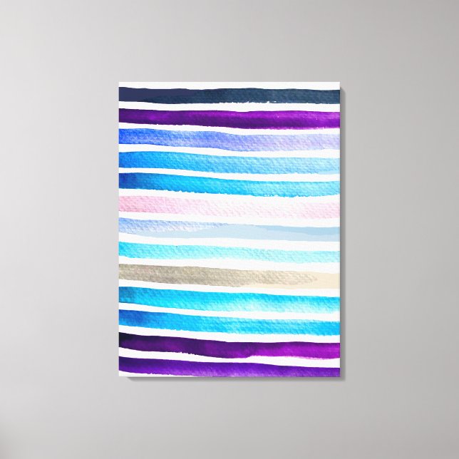Toile Blue watercolor stripes painted (Recto)