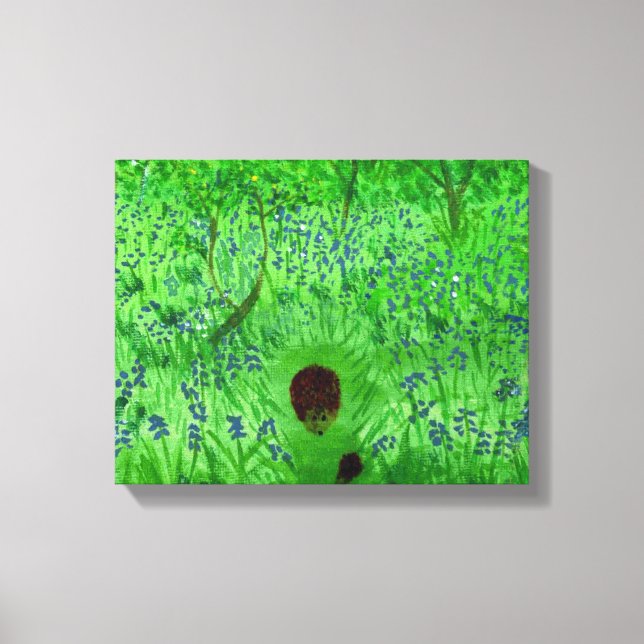 Toile Bluebell Bois Hérisson Peinture Bois de printemps (Recto)