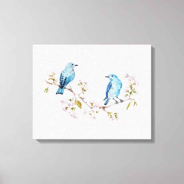 Toile Bluebirds de montagne sur la branche Sakura (Recto)
