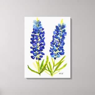 Toile Bluebonnets Texas State Flowers Lupine Watercolor