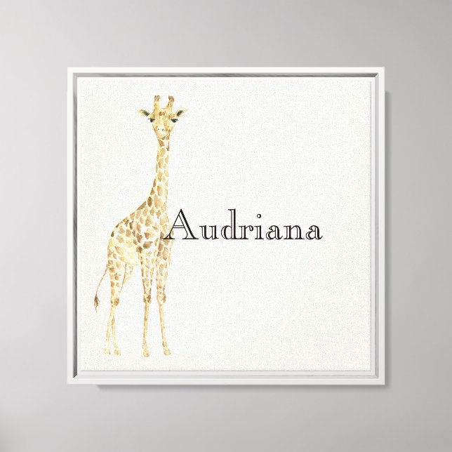 Toile Blush Peach Cute Giraffes Nom (Recto)
