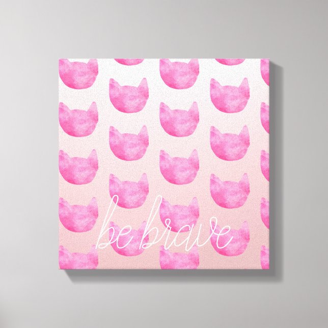 Toile Blush Pink Ombre Chat Soyez Courageux (Recto)