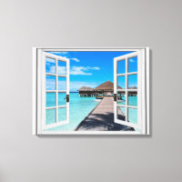 Boardwalk Ocean View Faux Window