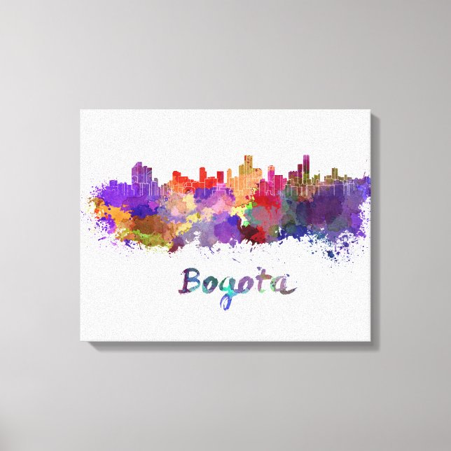 Toile Bogota skyline in watercolor (Recto)