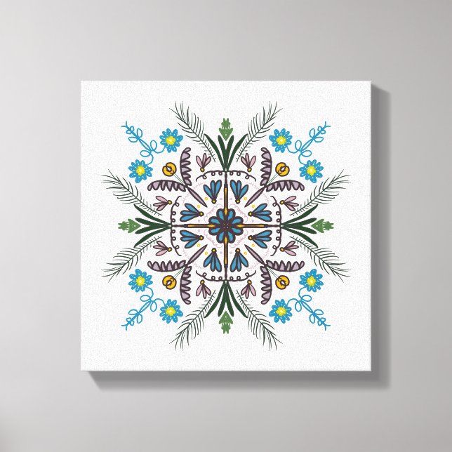 Toile Boho Botanique Mandala Tropical Verdure Verte (Recto)