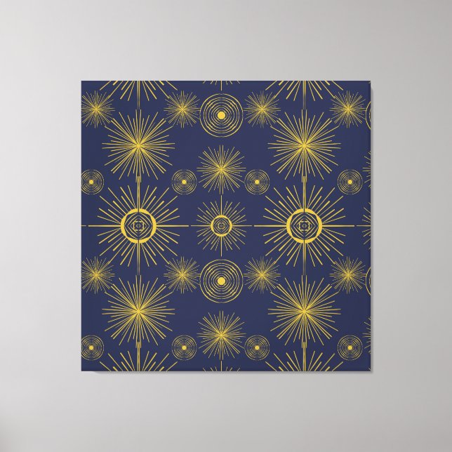 Toile Boho Celestial Sun Stars Motif bleu (Recto)