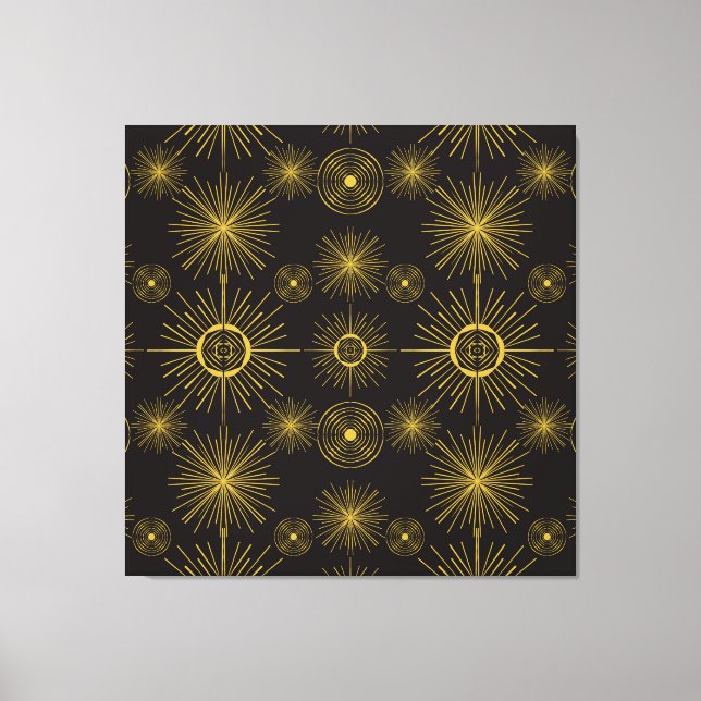 Toile Boho Celestial Sun Stars Motif noir (Recto)