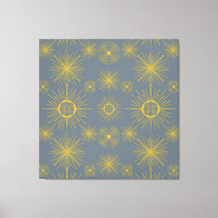 Toile Boho Celestial Sun Stars Motif Vintage