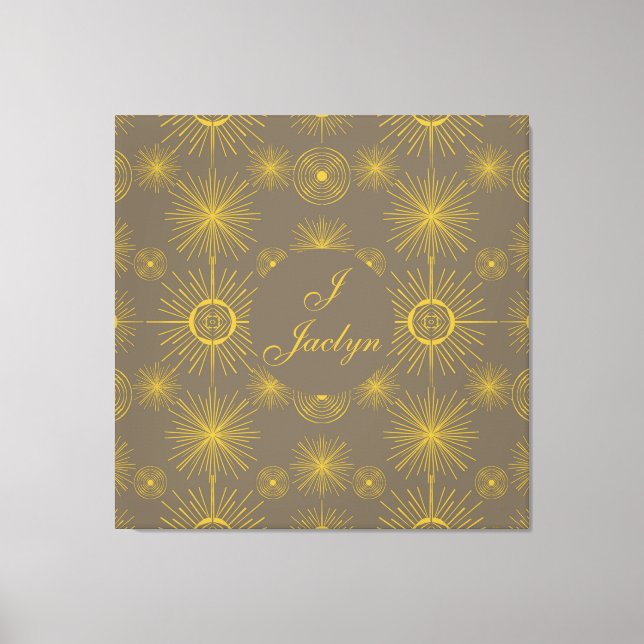 Toile Boho Celestial Sun Stars Personnalisé Grey (Recto)