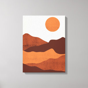 Toile Boho Chic Desert Mountains Paysage
