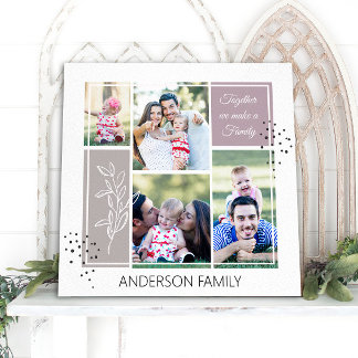 Toile Boho FAMILY Photo Collage Script Modern Quote