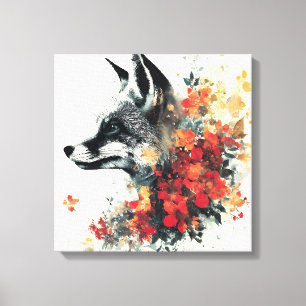 Toile Boho Floral Fox Faune Nature