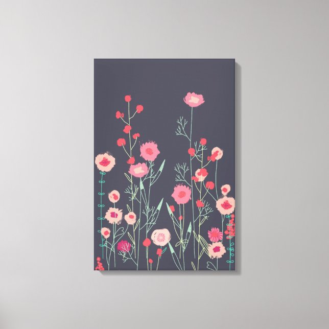 Toile Boho Foncé Floral (Recto)