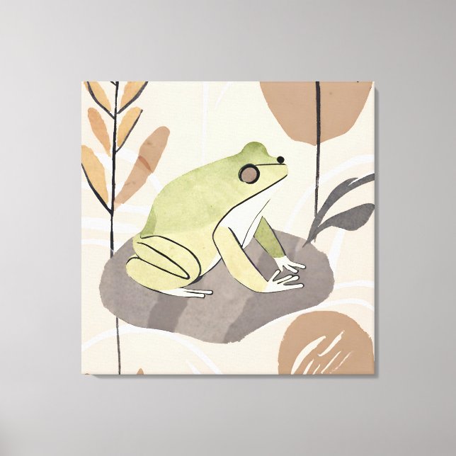 Toile Boho Frog Lotus Leaf Art botanique Simple Mo (Recto)
