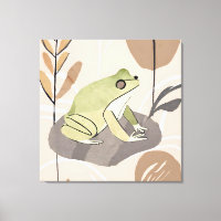 Boho Frog Lotus Leaf Art botanique Simple Mo
