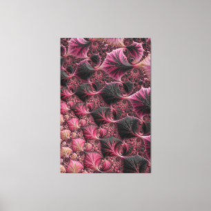 Toile Boho Funky Eclectique Rose Noir Abstrait Fractal