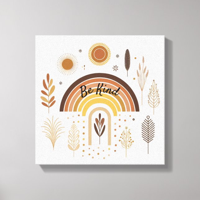 Toile Boho Rainbow Botanical Be Kind (Recto)