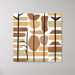 Toile Boho Rock Polygon Leaf Style d'art botanique moder