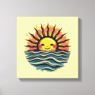 Toile Boho Sun Smiley Canvas Wall Art Imprimer