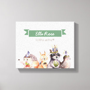 Toile Bois Animaux Nom de la pépinière Wall Art