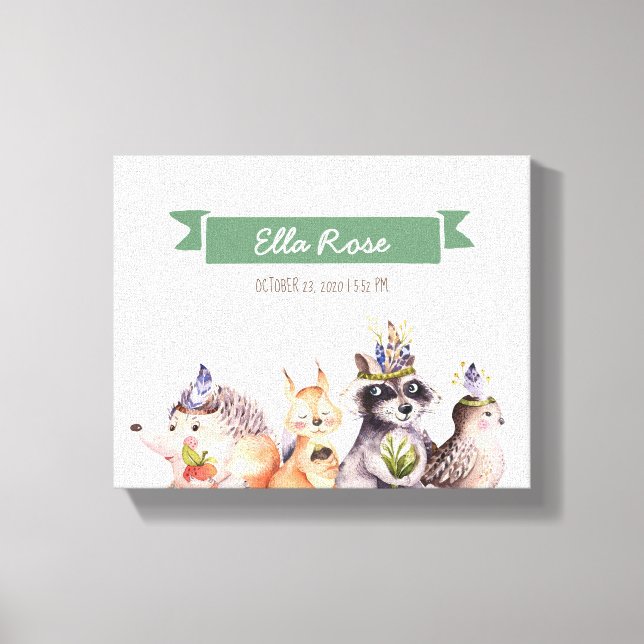 Toile Bois Animaux Nom de la pépinière Wall Art (Recto)