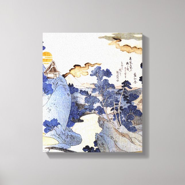 Toile Bois d'art japonais bleu vintage Ukiyo-E (Recto)