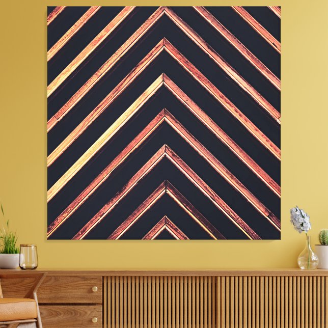 Toile Bois géométrique : motif chevron abstrait (Insitu(Salon))