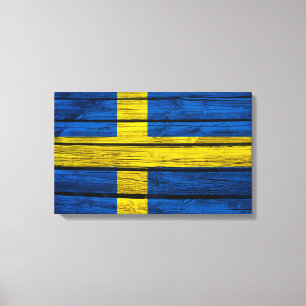 Toile Bois rustique de drapeau suédois