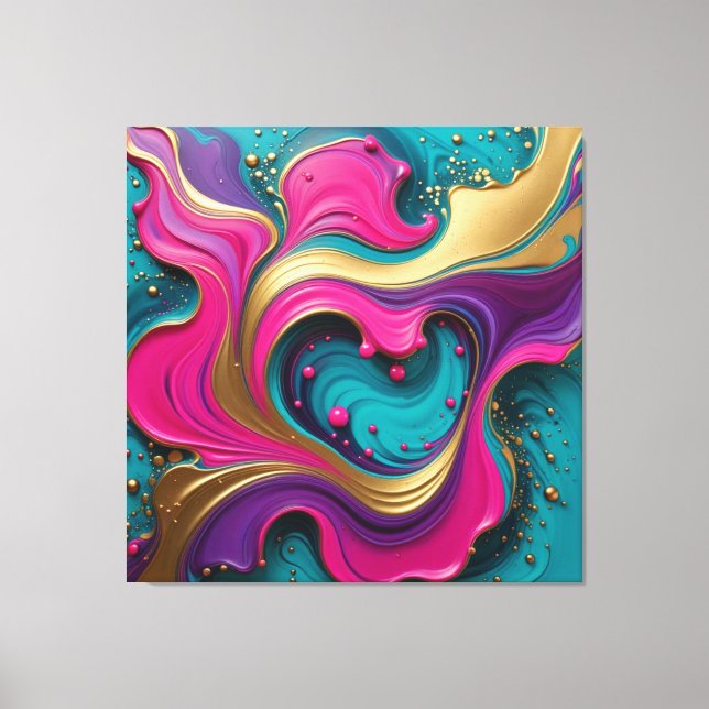 Toile Bold Abstract Heart Swirl – Art Coloré Moderne (Recto)