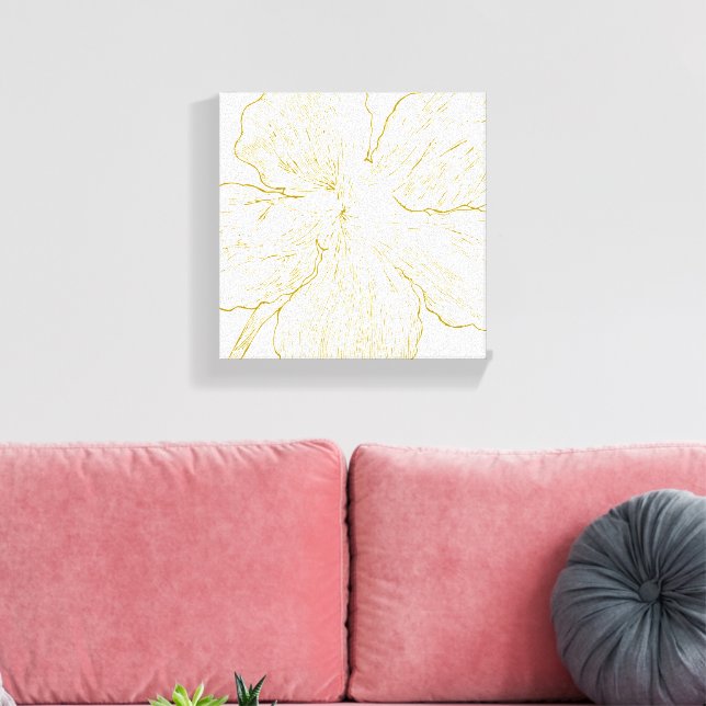 Toile Bold Gold Floral Line Art Minimalist Macro Bloom  (Insitu(Salon))