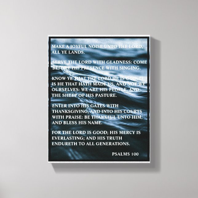 TOILE BON THANKSGIVING BLEU BLANC NOIR PSALMS 100 (Recto)