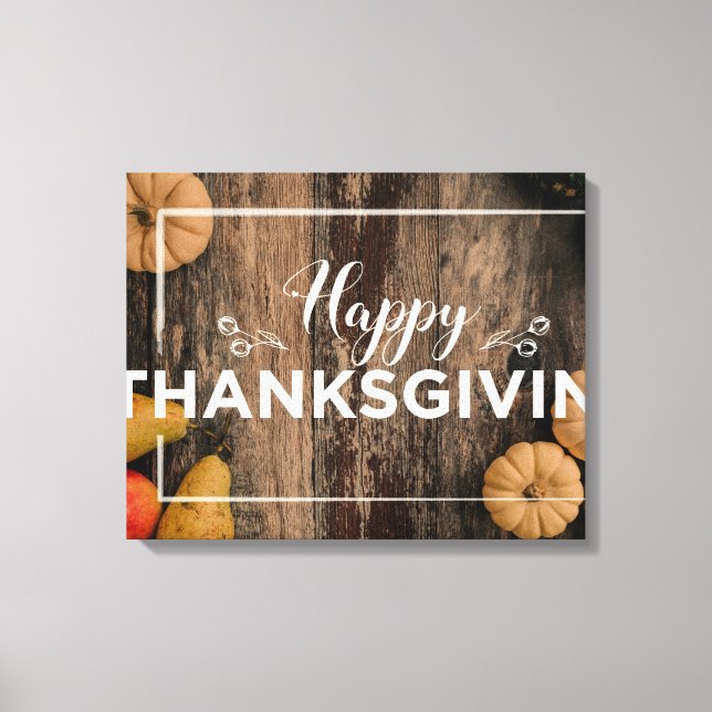 Toile Bon thanksgiving Gourds sur bois rustique (Recto)