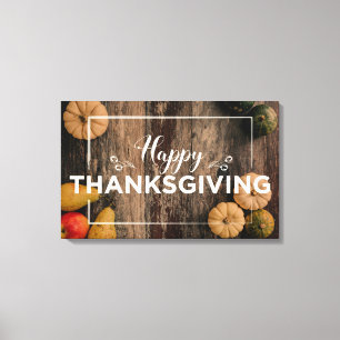 Toile Bon thanksgiving Gourds sur bois rustique