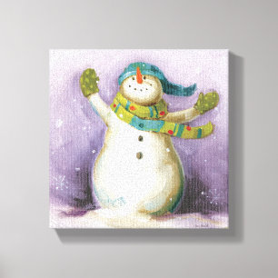 Toile Bonhomme de neige avec des mitaines d'hiver