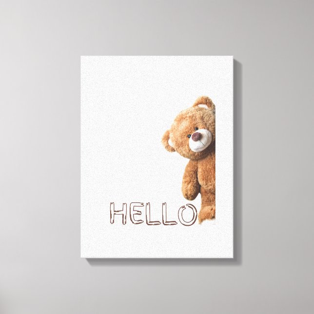 Toile Bonjour mignon ours Brown Teddy Bear (Recto)