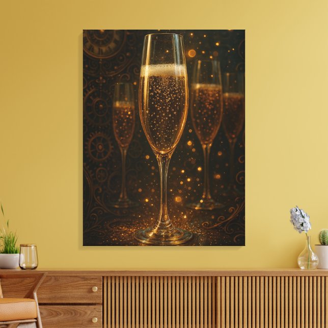 Toile Bonne année glamour Champagne Steampunk  (Insitu(Salon))