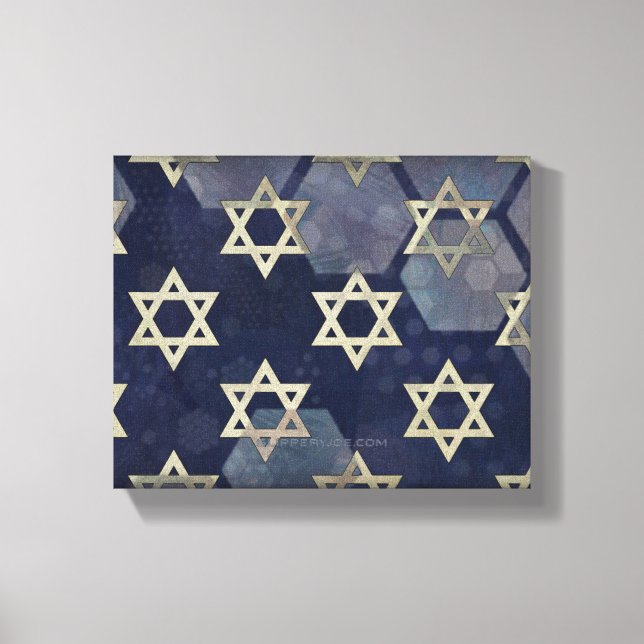 Toile Bonne Hanoukka Star de David menorah Dreidel Slipp (Recto)
