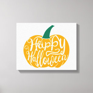 Toile Bonne lettre Halloween sur citrouille sculpté