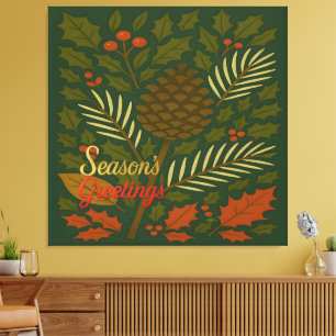 Toile Bonnes Fêtes mi-siècle automne et hiver