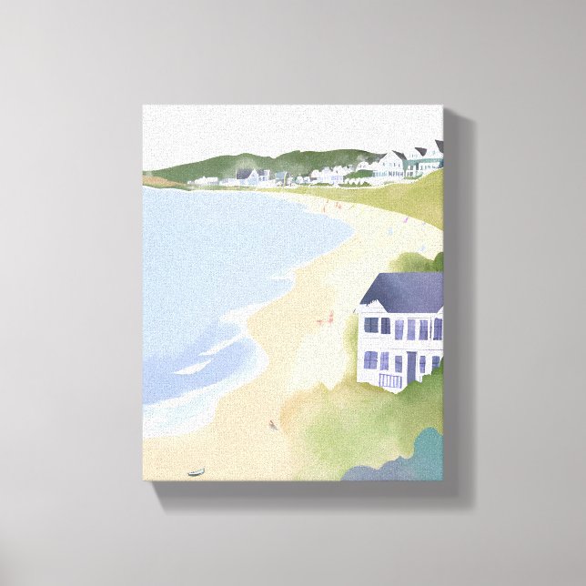 Toile Bonnet Shores | Peinture aquarelle de la plage de  (Recto)