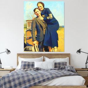 Toile Bonnie Parker Clyde Barrow 1933 Faux Peinture